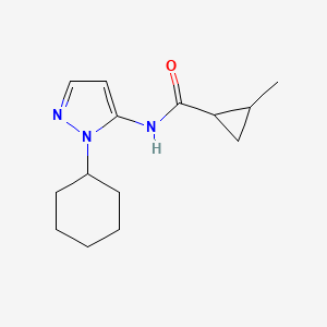 molecular formula C14H21N3O B7489391 N-(2-cyclohexylpyrazol-3-yl)-2-methylcyclopropane-1-carboxamide 