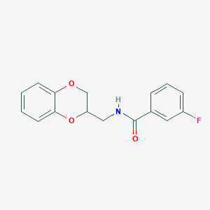 N-(2,3-dihydro-1,4-benzodioxin-3-ylmethyl)-3-fluorobenzamide