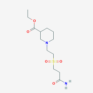 Ethyl 1-[2-(3-amino-3-oxopropyl)sulfonylethyl]piperidine-3-carboxylate