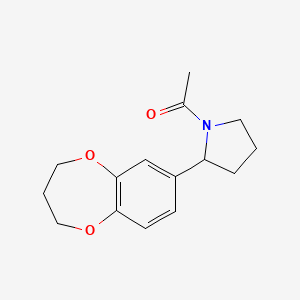 molecular formula C15H19NO3 B7490582 1-[2-(3,4-dihydro-2H-1,5-benzodioxepin-7-yl)pyrrolidin-1-yl]ethanone 