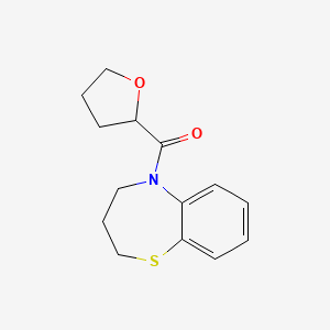 molecular formula C14H17NO2S B7490813 3,4-dihydro-2H-1,5-benzothiazepin-5-yl(oxolan-2-yl)methanone 