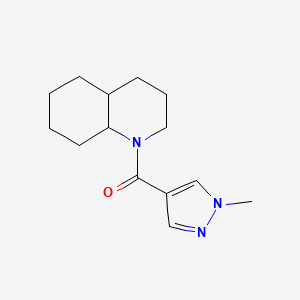 molecular formula C14H21N3O B7490960 3,4,4a,5,6,7,8,8a-octahydro-2H-quinolin-1-yl-(1-methylpyrazol-4-yl)methanone 