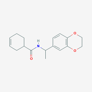 molecular formula C17H21NO3 B7491068 N-[1-(2,3-dihydro-1,4-benzodioxin-6-yl)ethyl]cyclohex-3-ene-1-carboxamide 