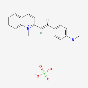 molecular formula C20H21ClN2O4 B7491146 N,N-dimethyl-4-[(E)-2-(1-methylquinolin-1-ium-2-yl)ethenyl]aniline;perchlorate 