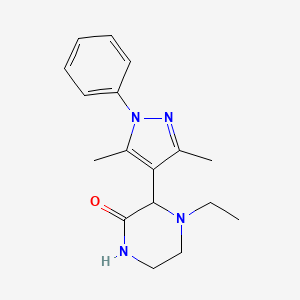 3-(3,5-Dimethyl-1-phenylpyrazol-4-yl)-4-ethylpiperazin-2-one