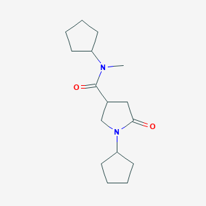 molecular formula C16H26N2O2 B7491213 N,1-dicyclopentyl-N-methyl-5-oxopyrrolidine-3-carboxamide 