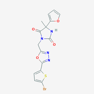 3-[[5-(5-Bromothiophen-2-yl)-1,3,4-oxadiazol-2-yl]methyl]-5-(furan-2-yl)-5-methylimidazolidine-2,4-dione