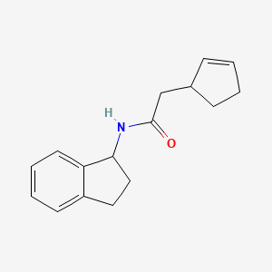 molecular formula C16H19NO B7491304 2-cyclopent-2-en-1-yl-N-(2,3-dihydro-1H-inden-1-yl)acetamide 