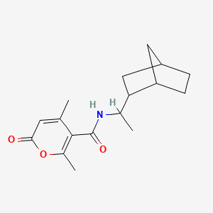 molecular formula C17H23NO3 B7491347 N-[1-(2-bicyclo[2.2.1]heptanyl)ethyl]-2,4-dimethyl-6-oxopyran-3-carboxamide 