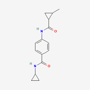 molecular formula C15H18N2O2 B7491543 N-cyclopropyl-4-[(2-methylcyclopropanecarbonyl)amino]benzamide 