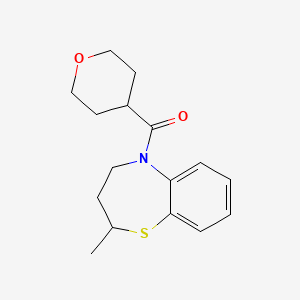 molecular formula C16H21NO2S B7491624 (2-methyl-3,4-dihydro-2H-1,5-benzothiazepin-5-yl)-(oxan-4-yl)methanone 