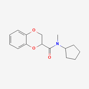 molecular formula C15H19NO3 B7491829 N-cyclopentyl-N-methyl-2,3-dihydro-1,4-benzodioxine-3-carboxamide 