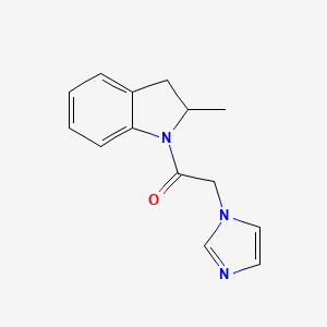 molecular formula C14H15N3O B7492041 2-Imidazol-1-yl-1-(2-methyl-2,3-dihydroindol-1-yl)ethanone 