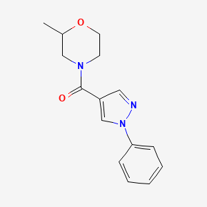 molecular formula C15H17N3O2 B7492102 (2-Methylmorpholin-4-yl)-(1-phenylpyrazol-4-yl)methanone 