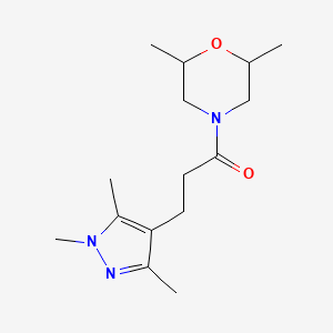 molecular formula C15H25N3O2 B7492180 1-(2,6-Dimethylmorpholin-4-yl)-3-(1,3,5-trimethylpyrazol-4-yl)propan-1-one 