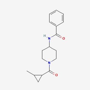 molecular formula C17H22N2O2 B7492194 N-[1-(2-methylcyclopropanecarbonyl)piperidin-4-yl]benzamide 