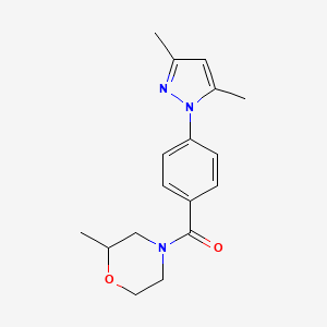 molecular formula C17H21N3O2 B7492378 [4-(3,5-Dimethylpyrazol-1-yl)phenyl]-(2-methylmorpholin-4-yl)methanone 