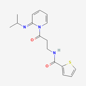 molecular formula C16H19N3O2S B7492393 N-[3-oxo-3-(2-propan-2-yliminopyridin-1-yl)propyl]thiophene-2-carboxamide 