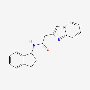 molecular formula C18H17N3O B7492481 N-(2,3-dihydro-1H-inden-1-yl)-2-imidazo[1,2-a]pyridin-2-ylacetamide 