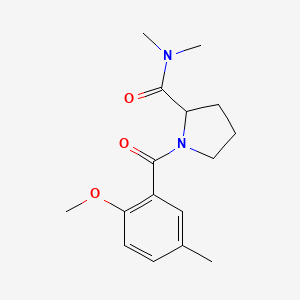 molecular formula C16H22N2O3 B7492510 1-(2-methoxy-5-methylbenzoyl)-N,N-dimethylpyrrolidine-2-carboxamide 