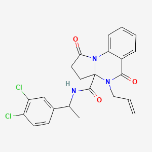 molecular formula C23H21Cl2N3O3 B7492605 N-[1-(3,4-dichlorophenyl)ethyl]-1,5-dioxo-4-prop-2-enyl-2,3-dihydropyrrolo[1,2-a]quinazoline-3a-carboxamide 