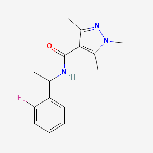 molecular formula C15H18FN3O B7492623 N-[1-(2-fluorophenyl)ethyl]-1,3,5-trimethylpyrazole-4-carboxamide 