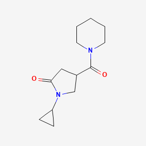 molecular formula C13H20N2O2 B7492732 1-Cyclopropyl-4-(piperidine-1-carbonyl)pyrrolidin-2-one 