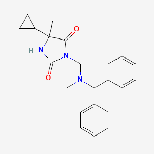 molecular formula C22H25N3O2 B7492829 3-[[Benzhydryl(methyl)amino]methyl]-5-cyclopropyl-5-methylimidazolidine-2,4-dione 