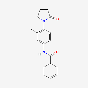 molecular formula C18H22N2O2 B7492894 N-[3-methyl-4-(2-oxopyrrolidin-1-yl)phenyl]cyclohex-3-ene-1-carboxamide 