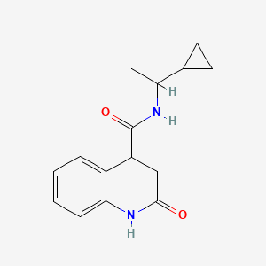 molecular formula C15H18N2O2 B7493320 N-(1-cyclopropylethyl)-2-oxo-3,4-dihydro-1H-quinoline-4-carboxamide 