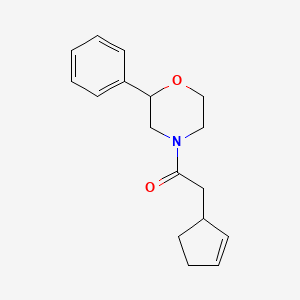 molecular formula C17H21NO2 B7493321 2-Cyclopent-2-en-1-yl-1-(2-phenylmorpholin-4-yl)ethanone 