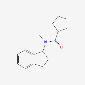 molecular formula C16H21NO B7493328 N-(2,3-dihydro-1H-inden-1-yl)-N-methylcyclopentanecarboxamide 