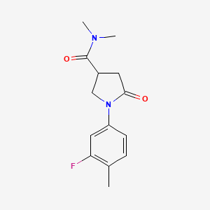molecular formula C14H17FN2O2 B7493364 1-(3-fluoro-4-methylphenyl)-N,N-dimethyl-5-oxopyrrolidine-3-carboxamide 