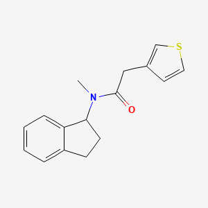 molecular formula C16H17NOS B7493379 N-(2,3-dihydro-1H-inden-1-yl)-N-methyl-2-thiophen-3-ylacetamide 