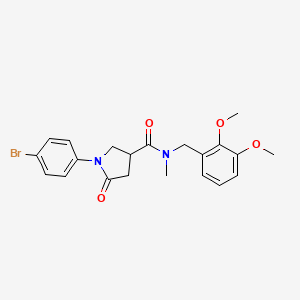 molecular formula C21H23BrN2O4 B7493406 1-(4-bromophenyl)-N-[(2,3-dimethoxyphenyl)methyl]-N-methyl-5-oxopyrrolidine-3-carboxamide 