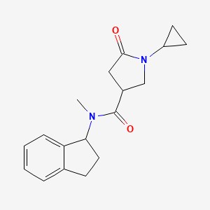 molecular formula C18H22N2O2 B7493444 1-cyclopropyl-N-(2,3-dihydro-1H-inden-1-yl)-N-methyl-5-oxopyrrolidine-3-carboxamide 