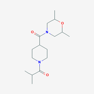 molecular formula C16H28N2O3 B7493492 1-[4-(2,6-Dimethylmorpholine-4-carbonyl)piperidin-1-yl]-2-methylpropan-1-one 