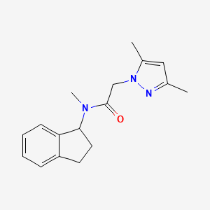 molecular formula C17H21N3O B7493500 N-(2,3-dihydro-1H-inden-1-yl)-2-(3,5-dimethylpyrazol-1-yl)-N-methylacetamide 