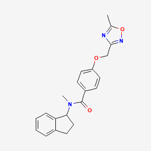 molecular formula C21H21N3O3 B7493538 N-(2,3-dihydro-1H-inden-1-yl)-N-methyl-4-[(5-methyl-1,2,4-oxadiazol-3-yl)methoxy]benzamide 