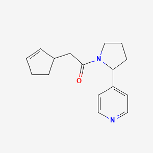 molecular formula C16H20N2O B7493581 2-Cyclopent-2-en-1-yl-1-(2-pyridin-4-ylpyrrolidin-1-yl)ethanone 