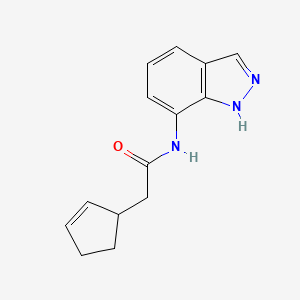 molecular formula C14H15N3O B7493607 2-cyclopent-2-en-1-yl-N-(1H-indazol-7-yl)acetamide 