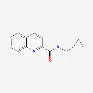 molecular formula C16H18N2O B7493619 N-(1-cyclopropylethyl)-N-methylquinoline-2-carboxamide 