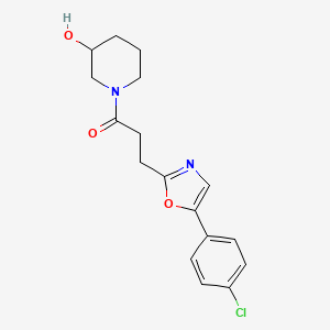 molecular formula C17H19ClN2O3 B7493647 3-[5-(4-Chlorophenyl)-1,3-oxazol-2-yl]-1-(3-hydroxypiperidin-1-yl)propan-1-one 