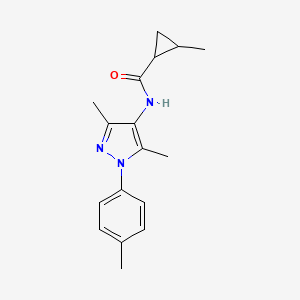 molecular formula C17H21N3O B7493836 N-[3,5-dimethyl-1-(4-methylphenyl)pyrazol-4-yl]-2-methylcyclopropane-1-carboxamide 