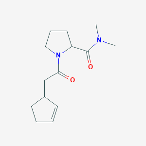 molecular formula C14H22N2O2 B7493873 1-(2-cyclopent-2-en-1-ylacetyl)-N,N-dimethylpyrrolidine-2-carboxamide 