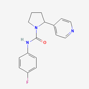 molecular formula C16H16FN3O B7493876 N-(4-fluorophenyl)-2-pyridin-4-ylpyrrolidine-1-carboxamide 