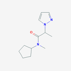 molecular formula C12H19N3O B7493893 N-cyclopentyl-N-methyl-2-pyrazol-1-ylpropanamide 