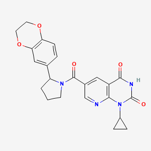 molecular formula C23H22N4O5 B7493927 1-Cyclopropyl-6-[2-(2,3-dihydro-1,4-benzodioxin-6-yl)pyrrolidine-1-carbonyl]pyrido[2,3-d]pyrimidine-2,4-dione 