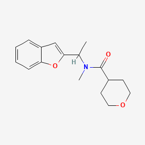 molecular formula C17H21NO3 B7493992 N-[1-(1-benzofuran-2-yl)ethyl]-N-methyloxane-4-carboxamide 