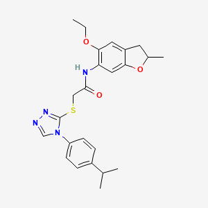 N-(5-ethoxy-2-methyl-2,3-dihydro-1-benzofuran-6-yl)-2-[[4-(4-propan-2-ylphenyl)-1,2,4-triazol-3-yl]sulfanyl]acetamide